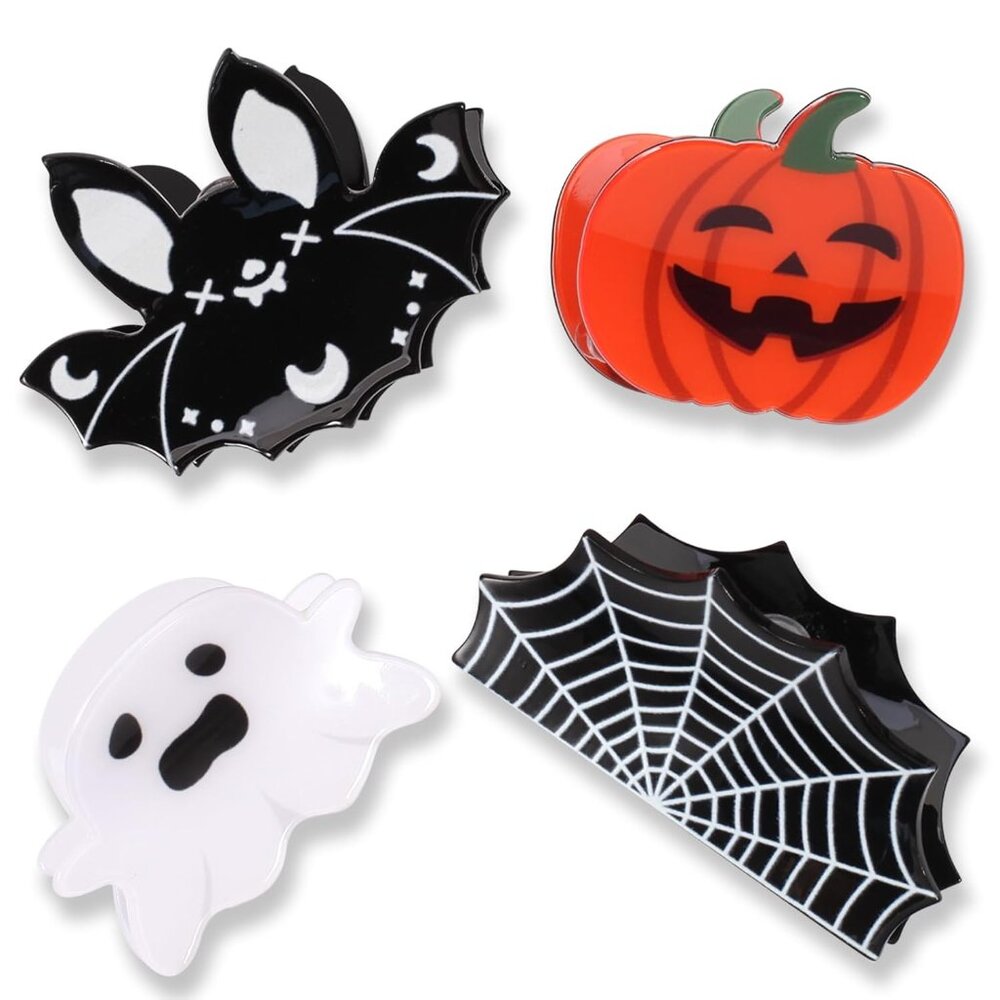 Halloween Hair Clips for Women Girls Cute Bat Spider Web Hair Claw Clips Strong